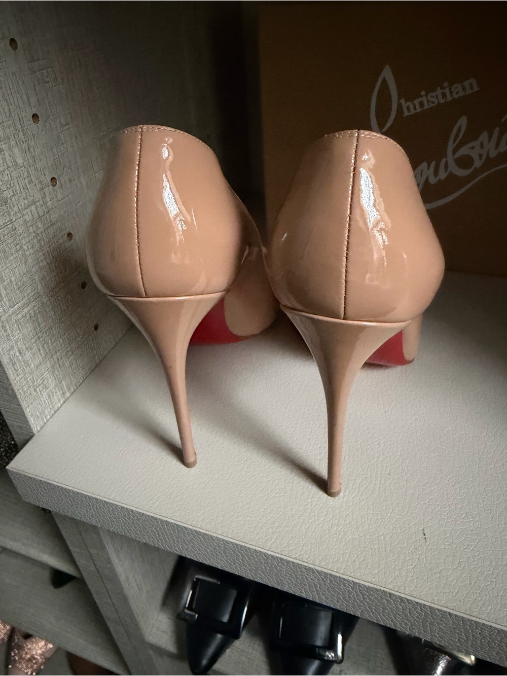 Christian Louboutin Nude Patent Leather Stiletto Pumps
